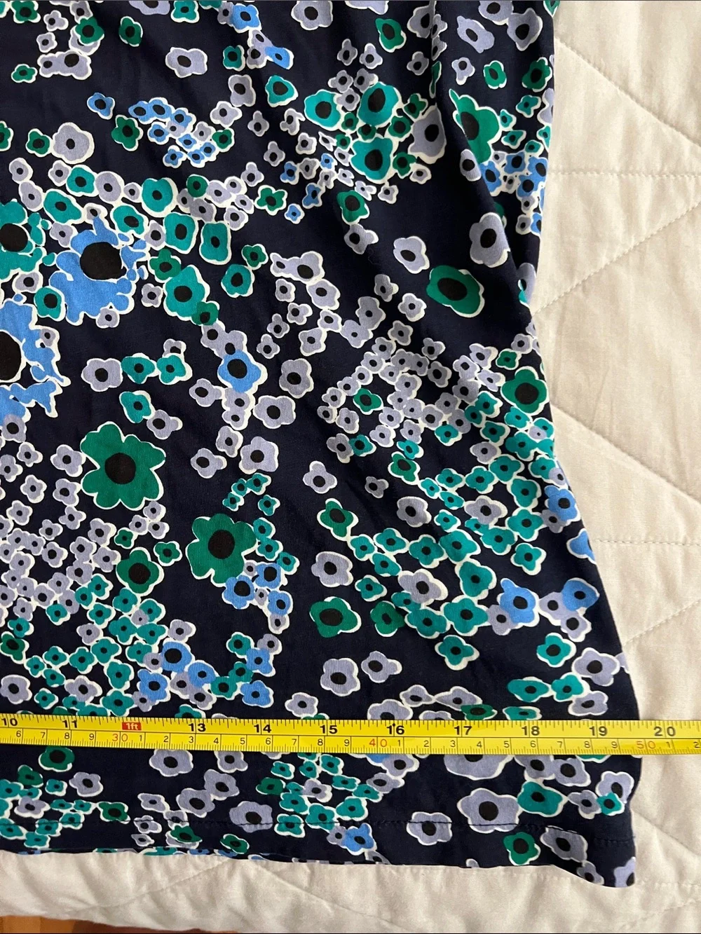 J. Crew Floral Printed Tissue Turtleneck large - navy teal multi